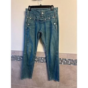 Vintage X-GIRL Light Blue Wash Snap Panel High Waisted Jeans SZ 29 1990s